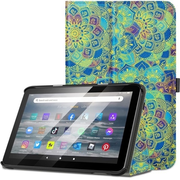 For the All-New Amazon Fire 7 Tablet: Slim Vegan Leather Case in Shades of‎ Blue - Picture 1 of 4